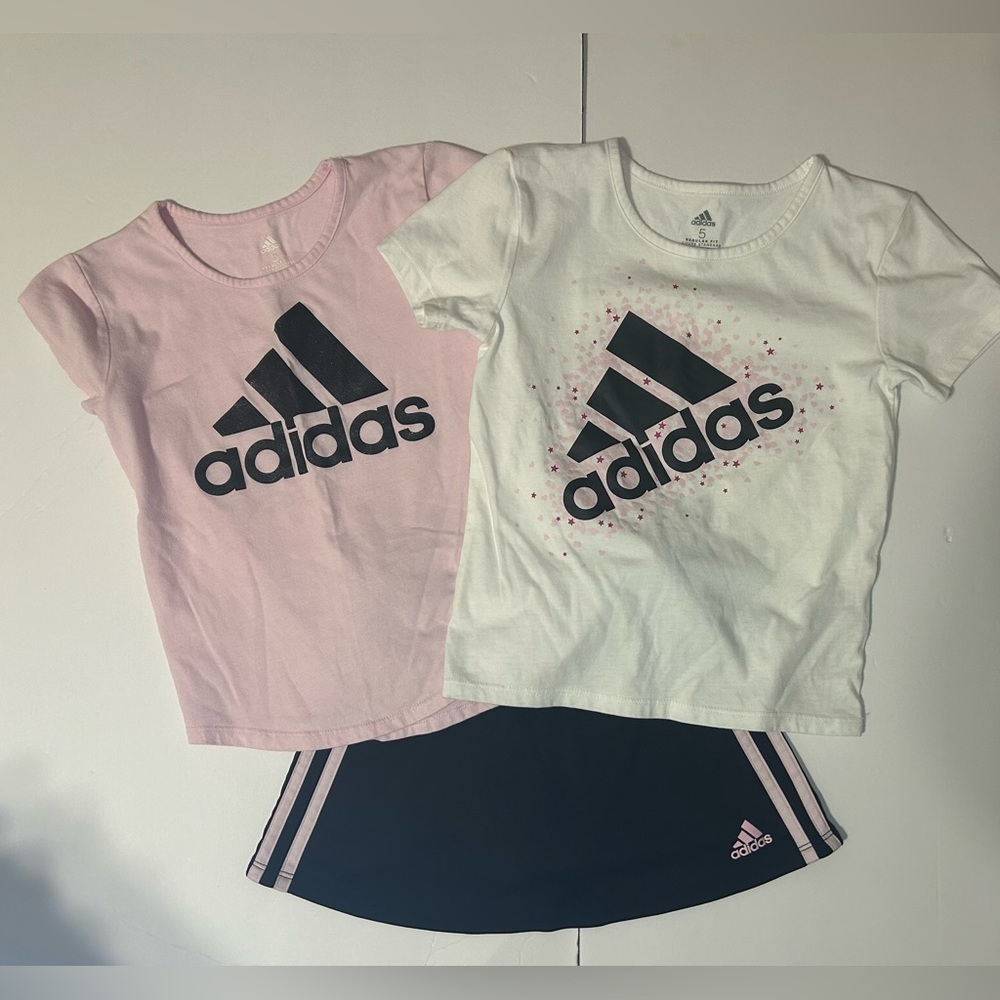 Adidas Kids' Pink and White T-Shirts Set